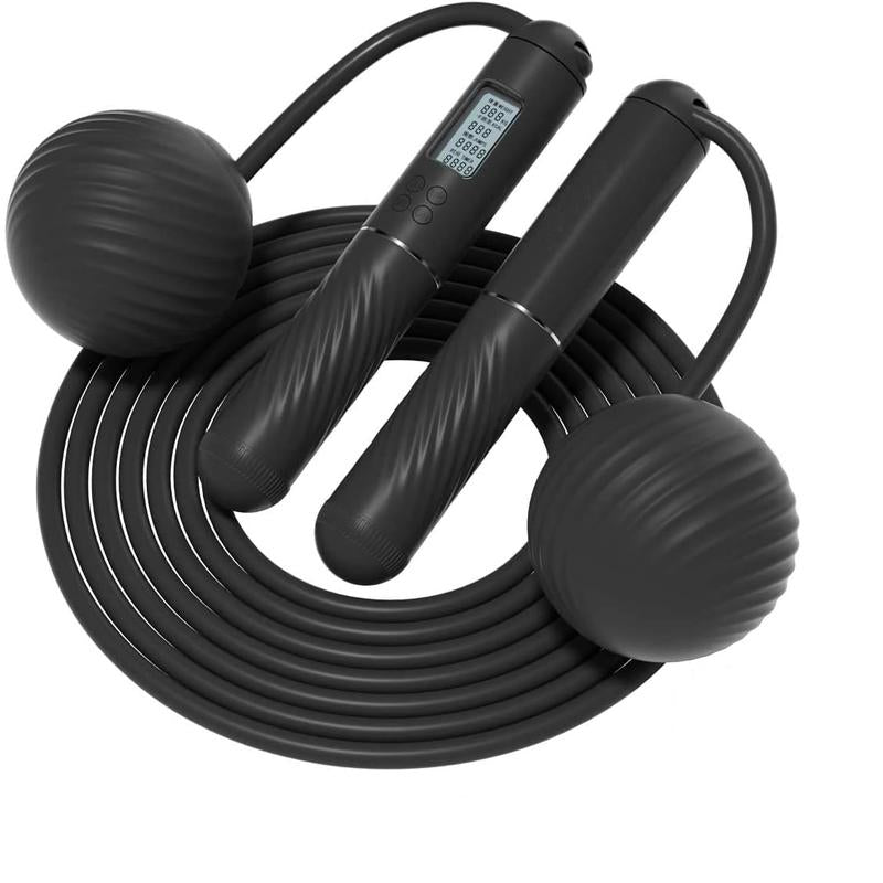 Cordless Jump Rope with - Ropeless Jump Rope 2 in 1 with Large Cordless Ball-Weighted Jump Rope for Women Men Kids Outdoor Speed Boxing Crossfit Workout Exercise Cardio with LCD Display Adjustable Calorie Counter