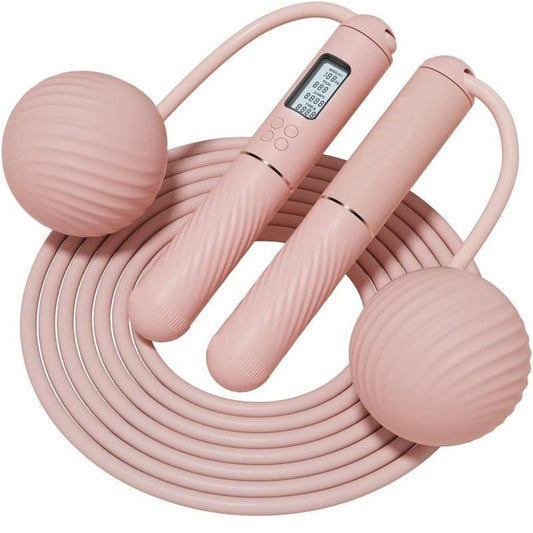 Cordless Jump Rope with - Ropeless Jump Rope 2 in 1 with Large Cordless Ball-Weighted Jump Rope for Women Men Kids Outdoor Speed Boxing Crossfit Workout Exercise Cardio with LCD Display Adjustable Calorie Counter