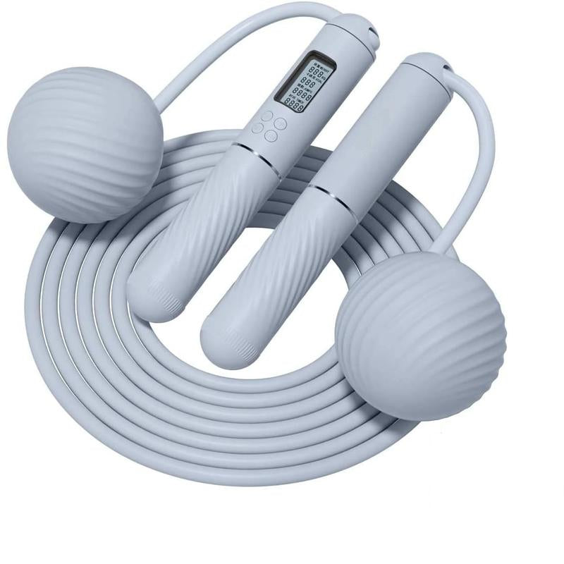 Cordless Jump Rope with - Ropeless Jump Rope 2 in 1 with Large Cordless Ball-Weighted Jump Rope for Women Men Kids Outdoor Speed Boxing Crossfit Workout Exercise Cardio with LCD Display Adjustable Calorie Counter