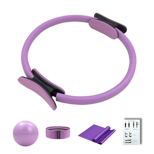Pilates Ring Set, 5 Counts/Set Pilates Ring & Yoga Ball & Resistance Band & Stretch Band & Guide, Fitness Equipment for Home Gym Workout