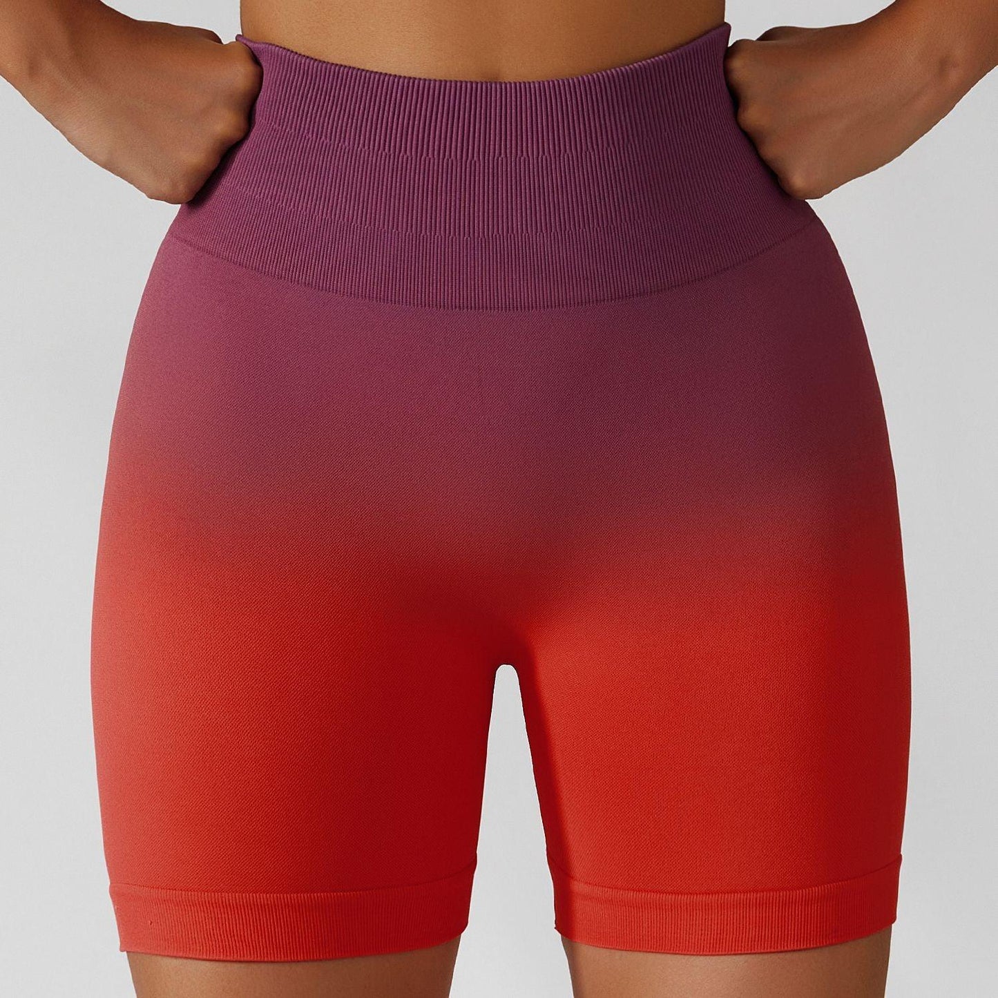 Gradient High-Waisted Yoga Shorts for Cowgirl Fitness | Seamless Activewear for Yoga, Running