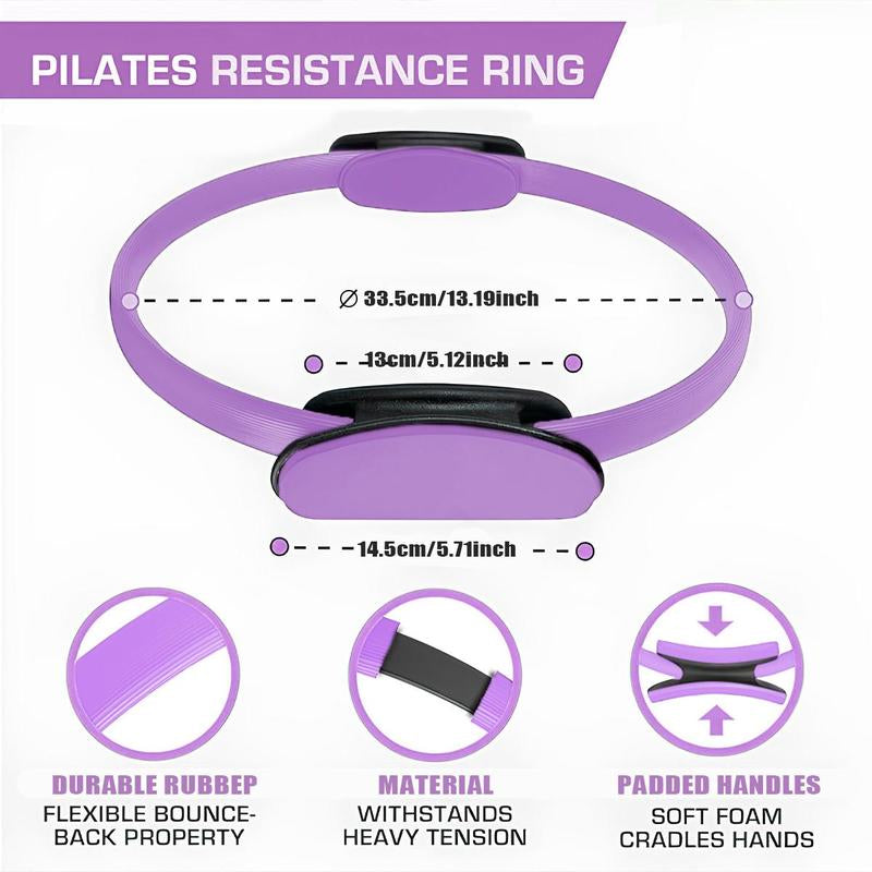 Pilates Ring Set, 5 Counts/Set Pilates Ring & Yoga Ball & Resistance Band & Stretch Band & Guide, Fitness Equipment for Home Gym Workout