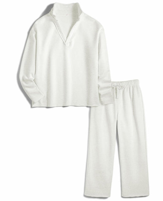 Yioaga Women Tracksuit 2PC Pullover Sweatshirt Sweatpants Light-Gray Size XL