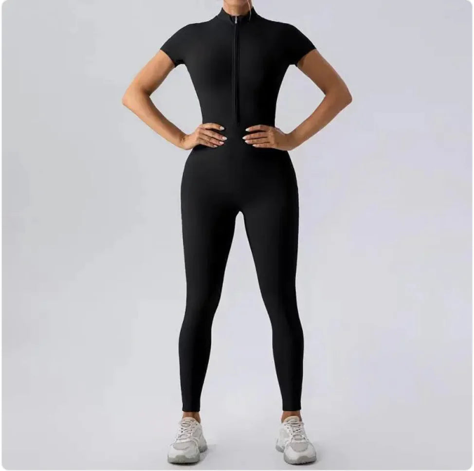 Women's Long-Sleeve Zipper Yoga Jumpsuit